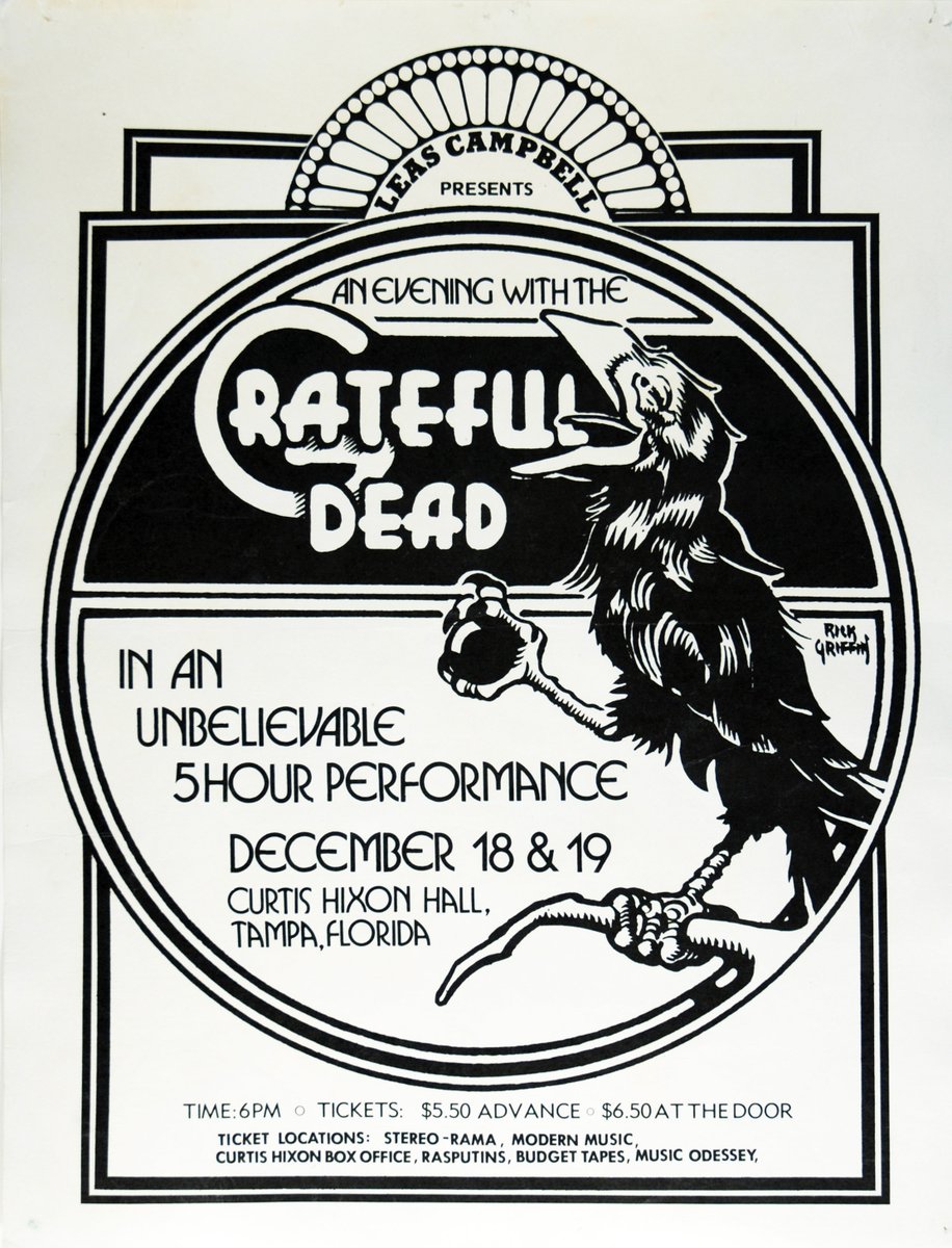 50 years ago today, the grateful dead in tampa, now “dick’s picks 1,” their last show of the '73. tapes, my listening notes, photos, etc.: heads.social/@bourgwick/111… #deadfreaksunite [12/19/73]