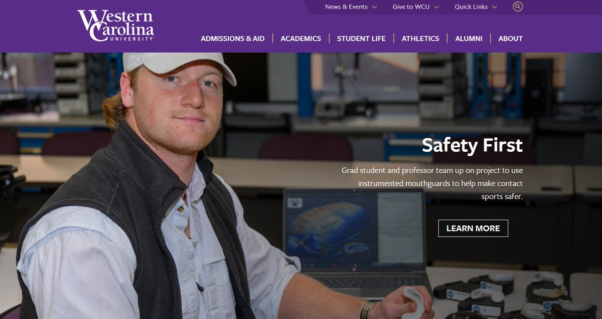 Our collaboration involving instrumented mouthguards, finite element modeling of the brain, and cognitive assessments made on the frontpage of the Western Carolina Website! Article is posted here: wcu.edu/stories/posts/…