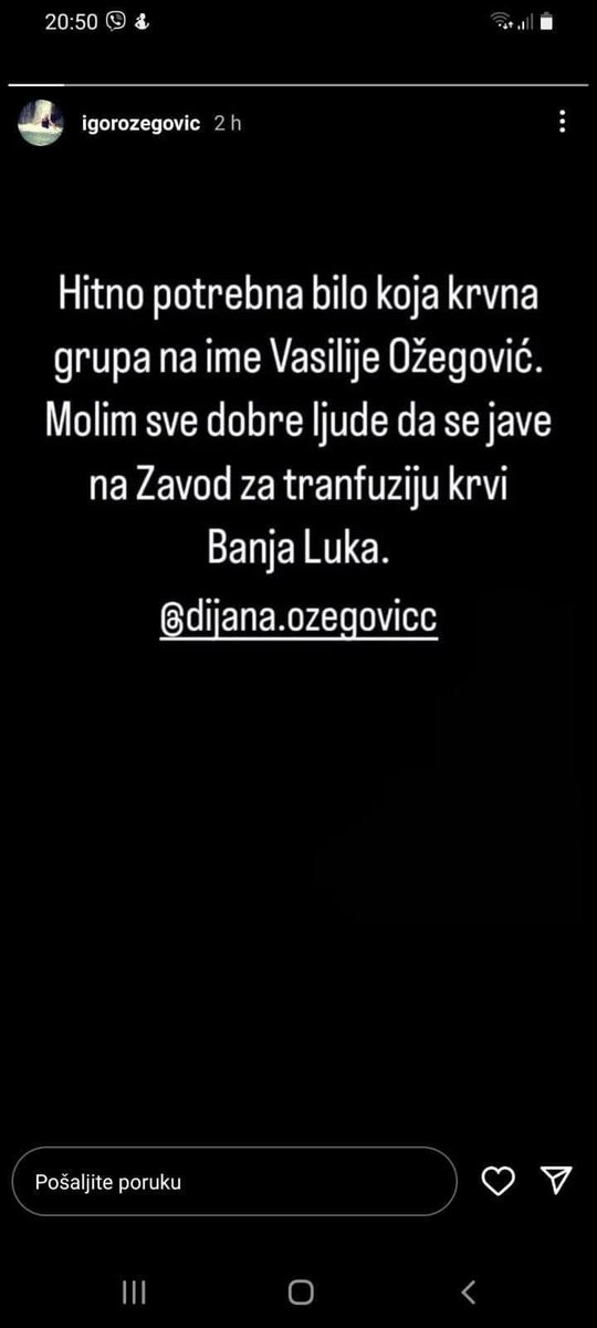 Zamoliću sve koji mogu da pomognu. Dajte bar rt ako ne možete krv
