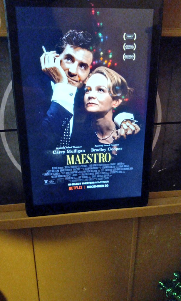 #TheUnibes Cinema Present: #Maestro! A biopic from #Netflix on the big screen at select #LandmarkTheatres and #AlamoDrafthouse locations! And probably at other arthouses that get to play Netflix movies. Netflix #streaming? 🤢 🤮 Netflix in a cinema? Now that's #netflixandchill!