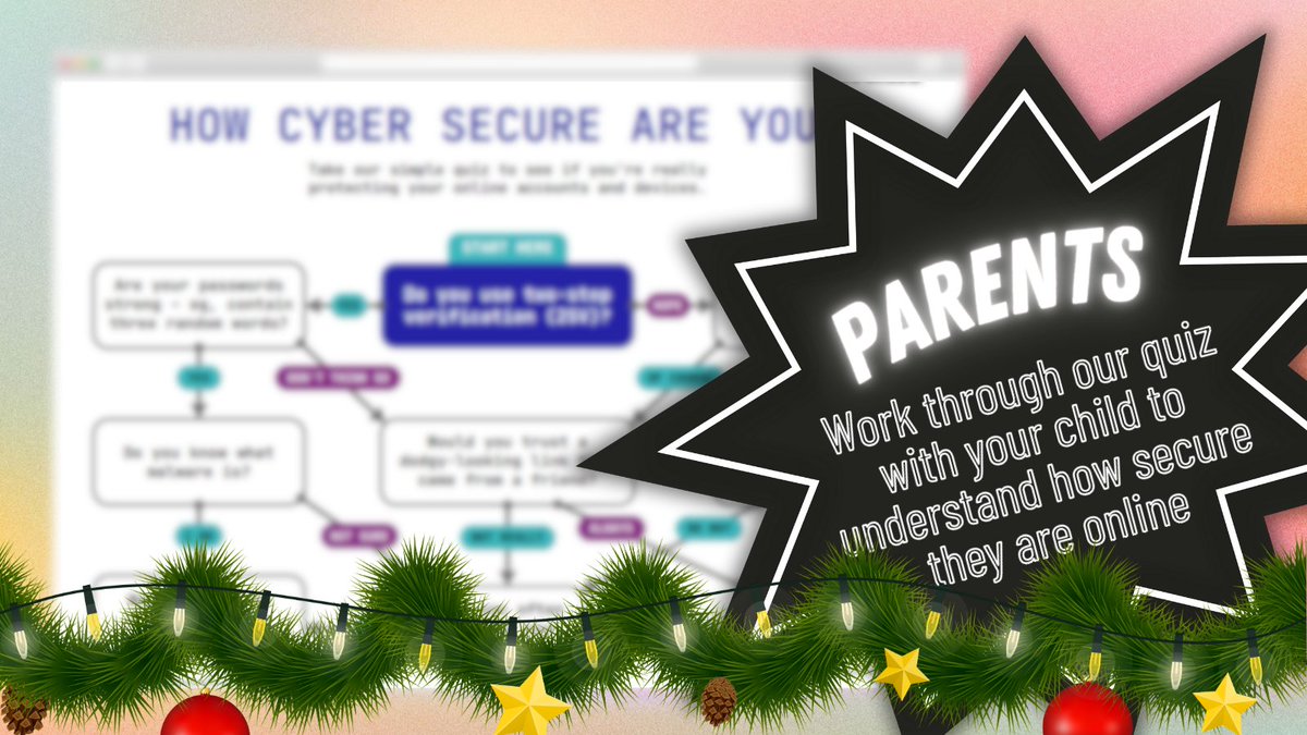 With the holidays upon us, it's no surprise that your teenager will be spending more time online. But so do cyber criminals. Help your 13-14 year-old navigate the web securely. Our quiz, produced alongside @TheParentsZone, can be completed together. parentzone.org.uk/sites/default/…