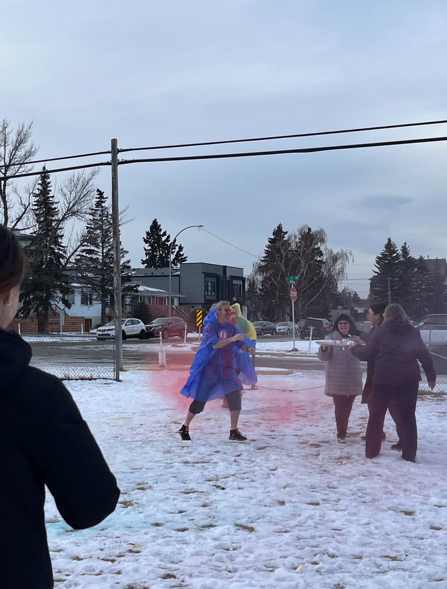 Huge success in our colour bombing of St. Isidore and St. Paul admin fundraiser for Annapurna House @larchecalgary. Over $1300 raised so far for groceries for them. Thanks to staff and parents for their support. @kevindeforge @krlinton @CCSD_edu @BryanSzumlas @hpkaiser