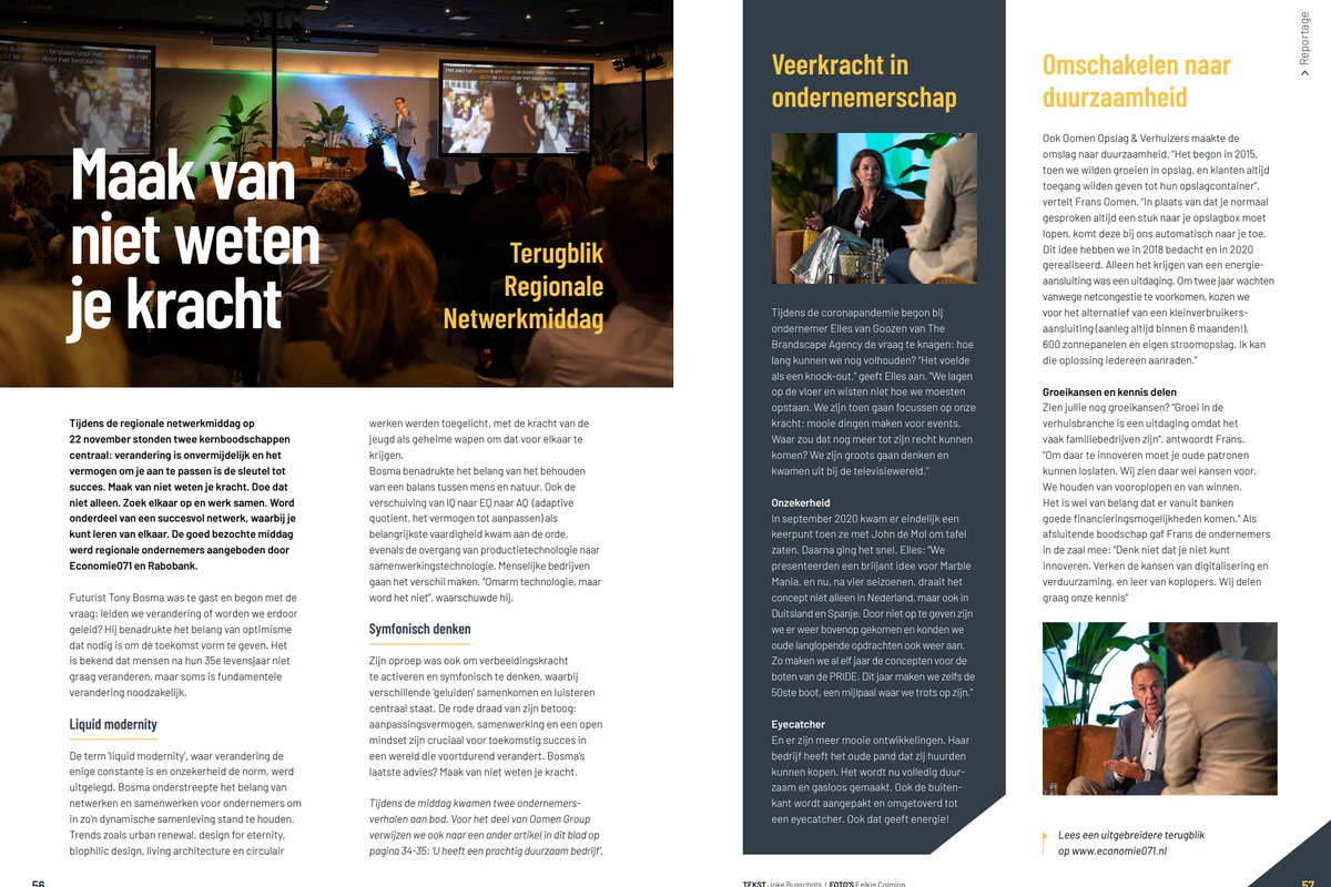 Ondernemen in 071 (@ondernemen071) on Twitter photo Lees de hoogtepunten van onze Regionale Netwerkmiddag in <a href="/INTObusiness/">INTO business</a>! Van de visie van trendwatcher Tony Bosma tot de inspirerende verhalen gedeeld door ondernemers <a href="/EllesvanGoozen/">Elles van Goozen</a> en Emile en Frans Oomen.
#katwijk #leiden #leiderdorp #oegstgeest #voorschoten #zoeterwoude Lees de hoogtepunten van onze Regionale Netwerkmiddag in <a href="/INTObusiness/">INTO business</a>! Van de visie van trendwatcher Tony Bosma tot de inspirerende verhalen gedeeld door ondernemers <a href="/EllesvanGoozen/">Elles van Goozen</a> en Emile en Frans Oomen.
#katwijk #leiden #leiderdorp #oegstgeest #voorschoten #zoeterwoude