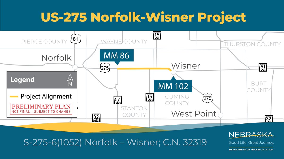 There is only one week left to review and comment on the US-275 Norfolk-Wisner project’s Draft Environmental Assessment! Comments will be accepted through January 22, 2023 at ndot.info/32319.