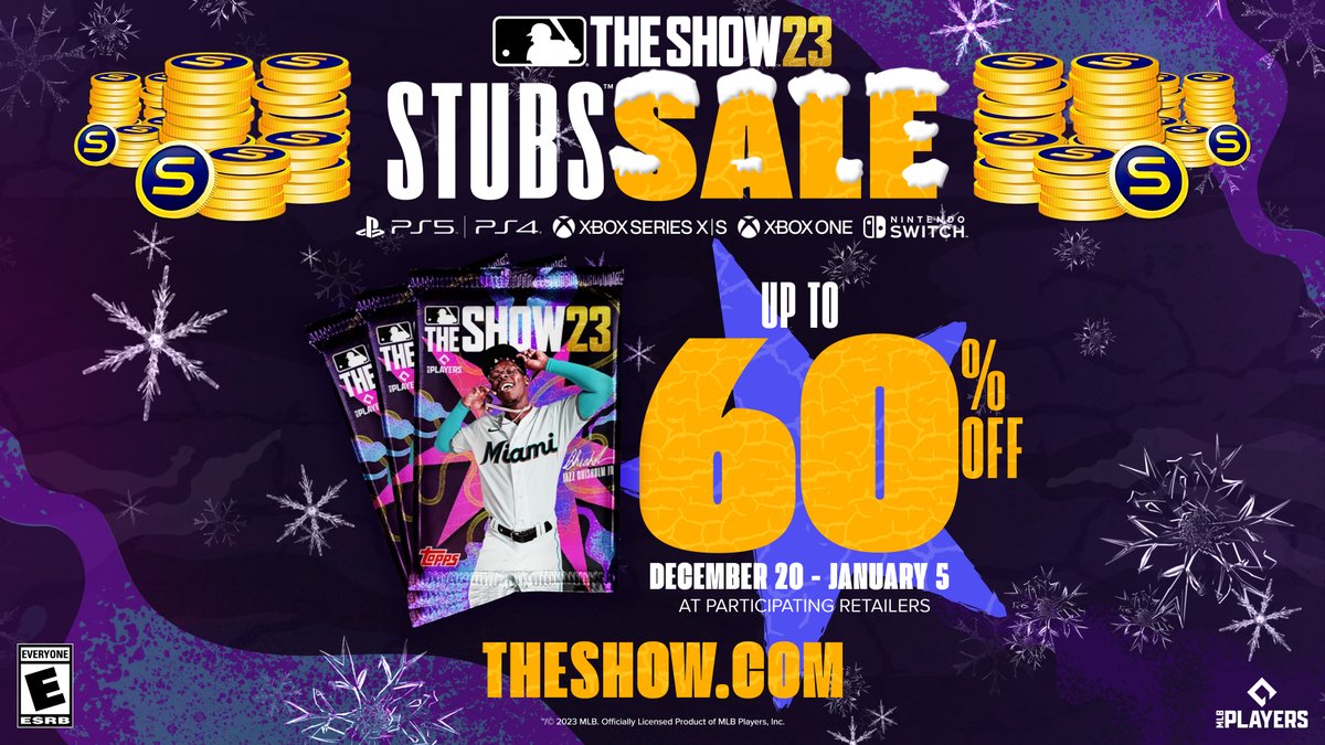 🚨 Get your Stubs 🚨 Get your Stubs 🚨 Get your Stubs 🚨 Stubs are on sale on all platforms with up to 60% off! 😱 @PlayStation: mlbthe.show/u3f @Xbox: mlbthe.show/33j @NintendoAmerica: mlbthe.show/nv5 #MLBTheShow #OwnTheShow