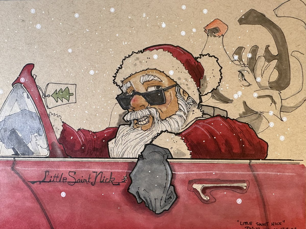 A #Christmas #Carol #illustration for #LittleSaintNick 
.
.
.
.
.
#art #doodlebags #draw #drawing #sketch  #nashville #watercolor #coloredpencils #holiday #musicintopictures #snow #santaclaus #happyholidays #beachboys #hotrod