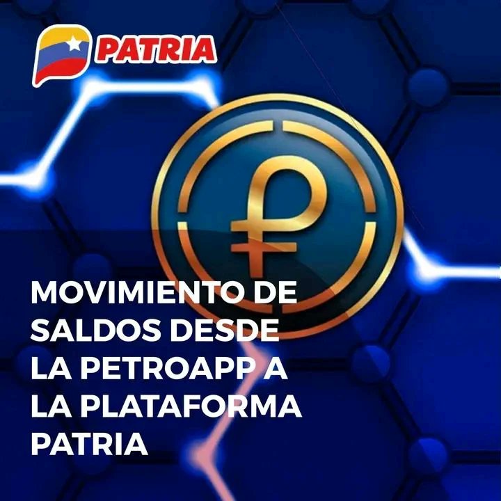 BonosSocial's tweet photo. 🚨 #IMPORTANTE: El #SistemaPatria informa que, los fondos disponibles que tengas en la #PetroApp, se moverán al #MonederoPatria automáticamente. Estos podrán convertirse a moneda nacional.

✅ Para más información visita: https://t.co/NLp91XctSQ

@BonosSocial
#NavidadEnUnión https://t.co/vvWVnVGd49