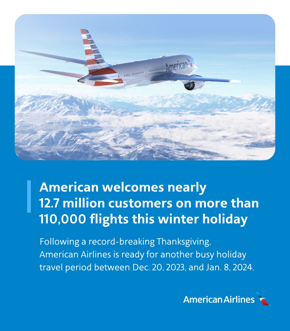 “If you’re flying with American this holiday season, know we’re ready to get you where you’re going in time for the holidays,” said David Seymour, American’s Chief Operating Officer. bit.ly/478SJ6H