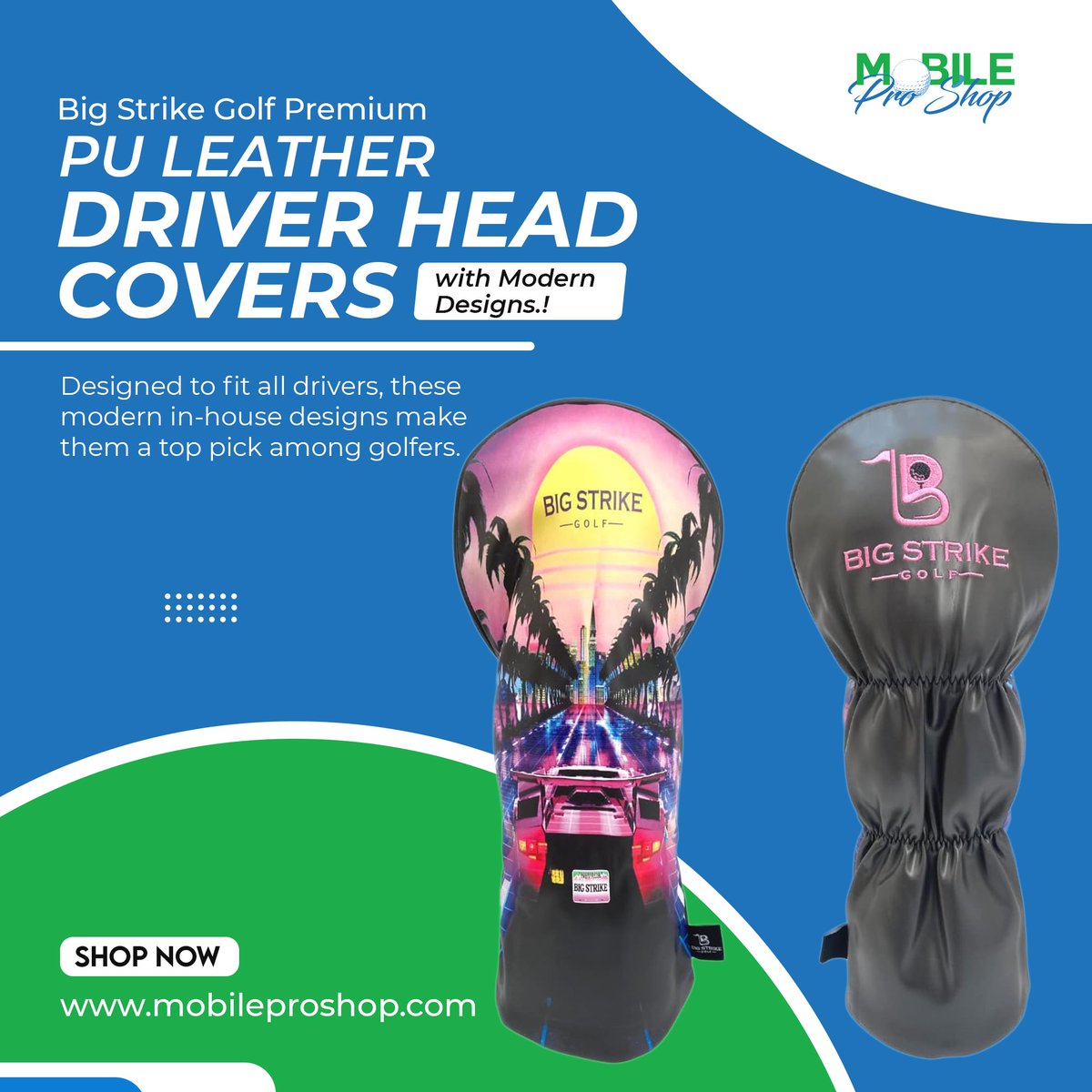 Big Strike Golf Premium PU Leather Driver Head Covers with Modern Designs. By Mobile Pro Shop !

#MobileProShop #BigStrikeGolf #GolfHeadcovers #PremiumLeather #DriverCovers #GolfEssentials #ModernDesigns #GolfersChoice #VelvetLining #GolfAccessories