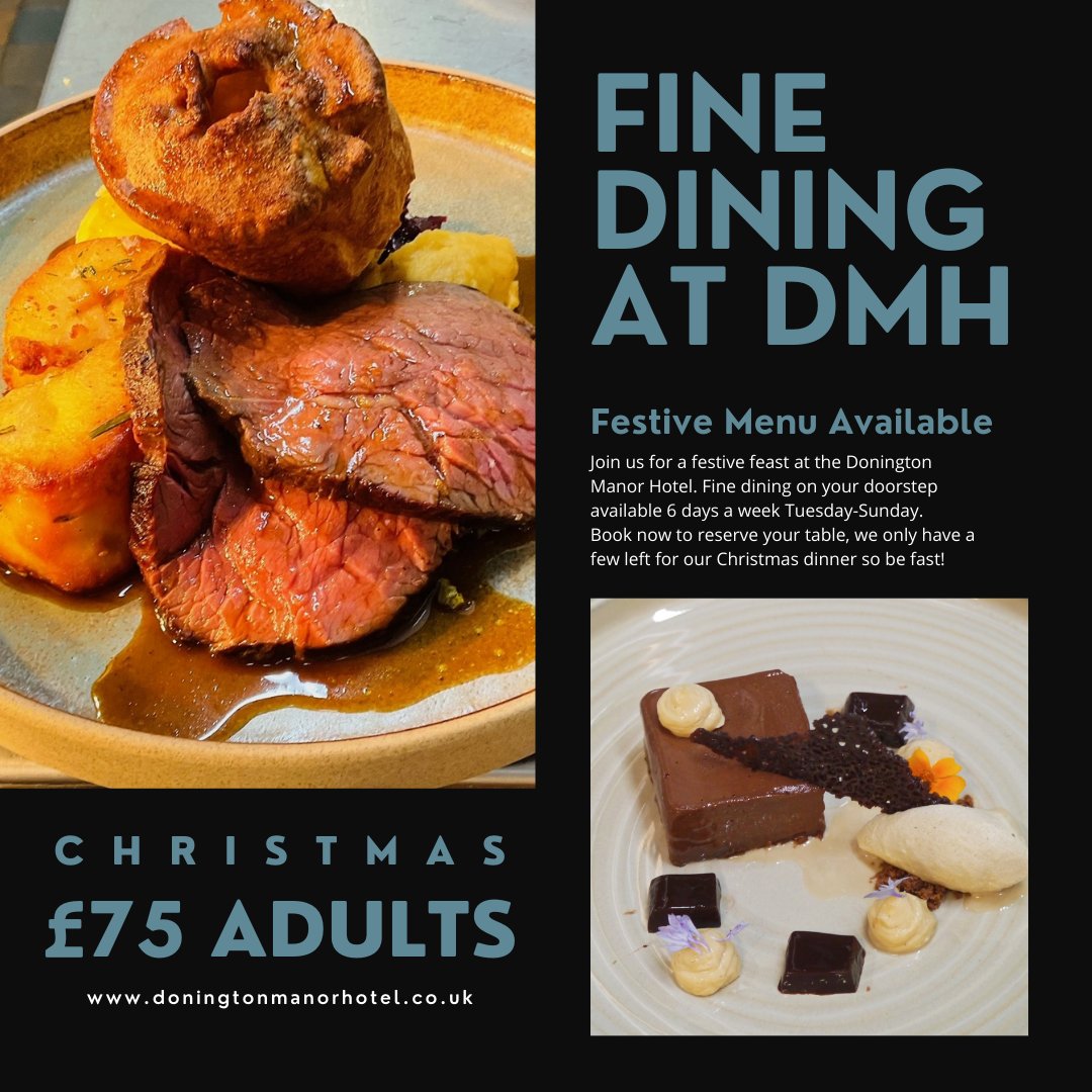 Tables Are Flying Fast So Book Yours Now! Our Festive Menus Have Been Meticulously Crafted For Your Enjoyment. We Hope To See You This Festive Period 💙🍽️
📞01332 810253
✉️ reception@doningtonmanorhotel.co.uk
#DMH #DoningtonManorHotel #FineDiningDelight #DeliciousEats