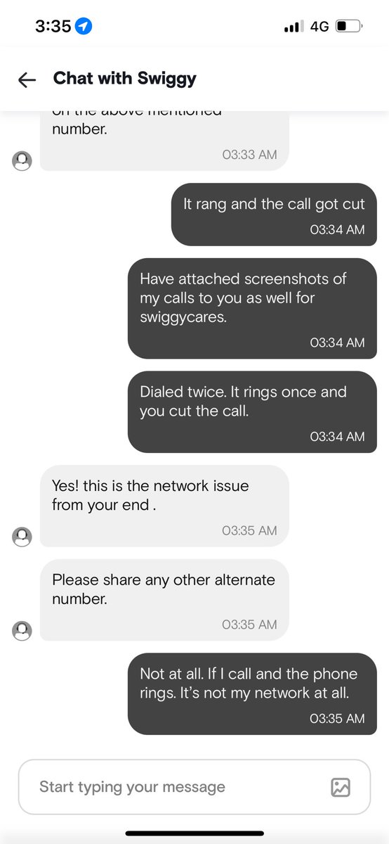 sugarsoakedtoe's tweet photo. @SwiggyCares Is this really what you call customer care? https://t.co/nHytkW7LPq