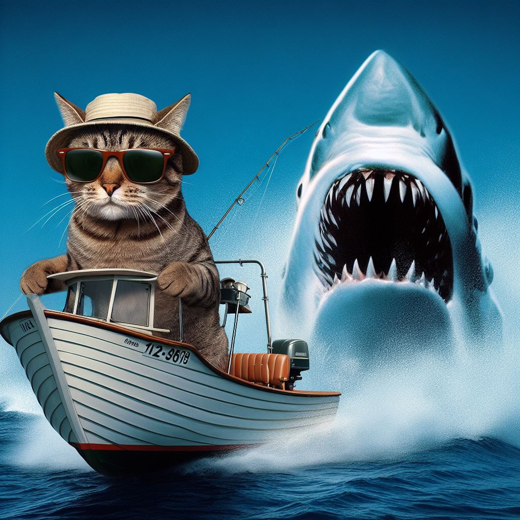 “You’re gonna need a bigger boat”
- Jaws 

#AIArtwork #SharkWeek #AiArt #Cats #CatsOfTwitter