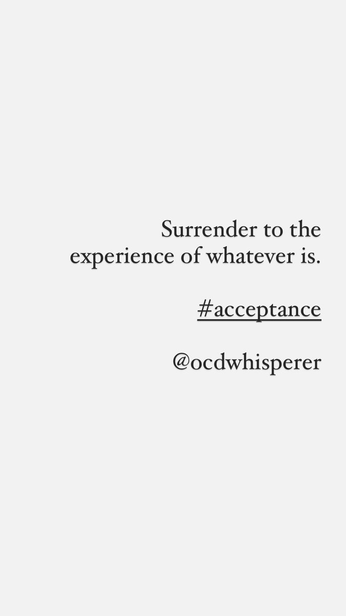 By accepting whatever is, you can change the experience. 

#ocdlife #acceptance #erptherapy #intrusivethoughts #pocd #realeventocd #rocd #contaminationocd #ocdwhisperer #allthingsocd