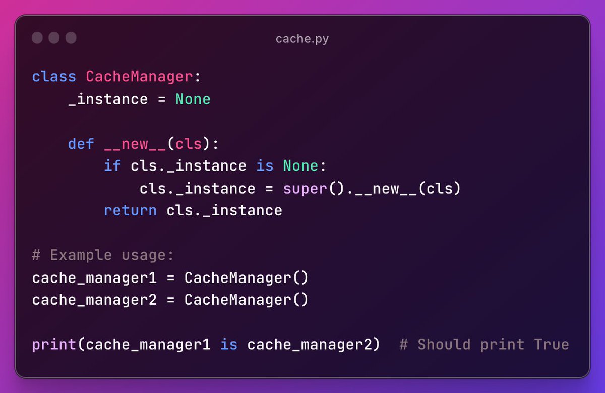 TandanBhaumik's tweet image. Added Singleton Design Patterns in my GitHub repo! 🚀 Discover Python code for single instances. Singleton Pattern ensures one instance and global access. Explore here: [github.com/Bhaumik-Tandan…] #SingletonDesignPattern #PythonCoding #SoftwareDesign