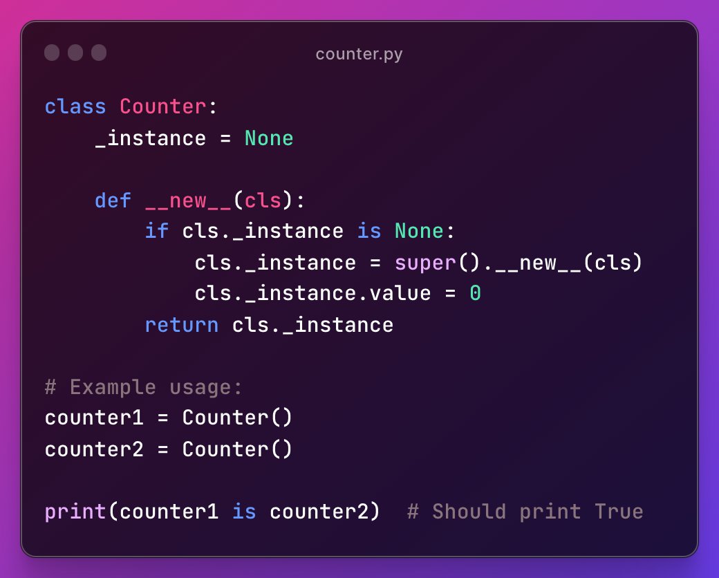 TandanBhaumik's tweet image. Added Singleton Design Patterns in my GitHub repo! 🚀 Discover Python code for single instances. Singleton Pattern ensures one instance and global access. Explore here: [github.com/Bhaumik-Tandan…] #SingletonDesignPattern #PythonCoding #SoftwareDesign