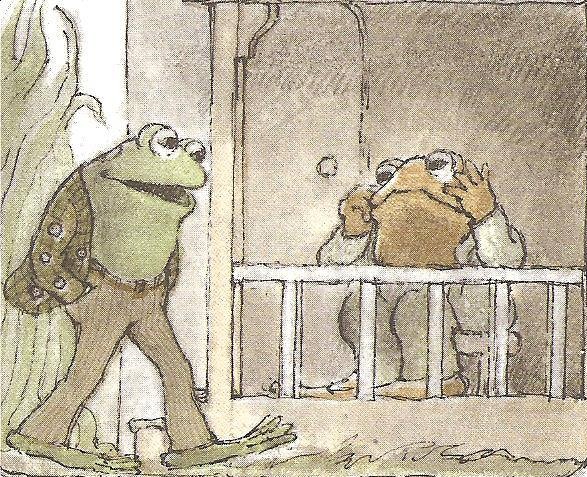 “You are looking sad,” said Frog. “Yes, this is my sad time of day,” said Toad.