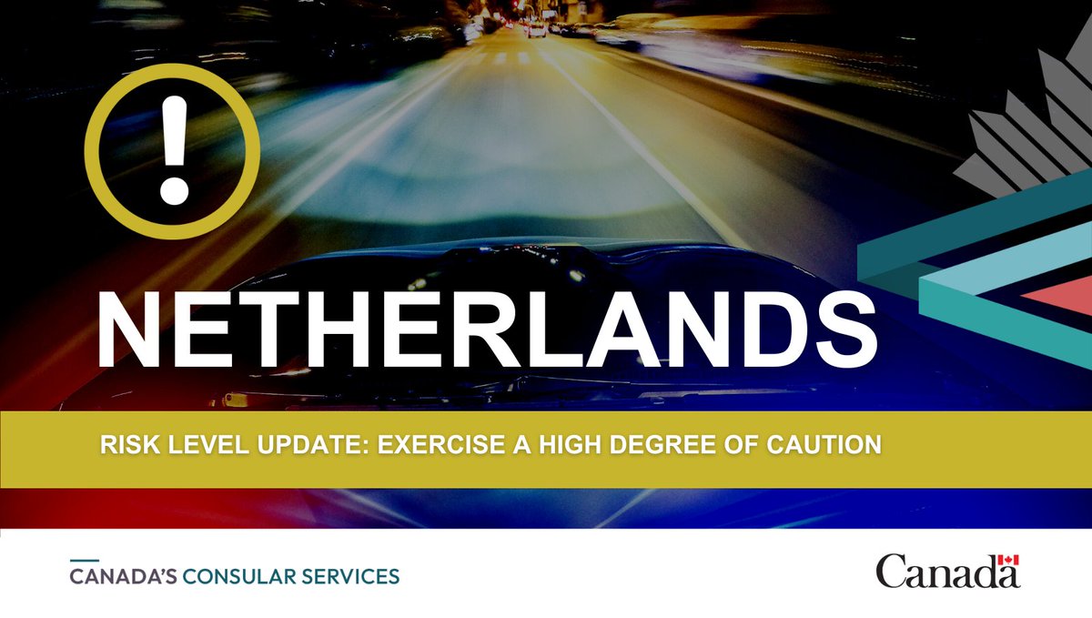 We have changed the risk level for the #Netherlands to “Exercise a high degree of caution” due to the threat of terrorism. More info here: travel.gc.ca/destinations/n…