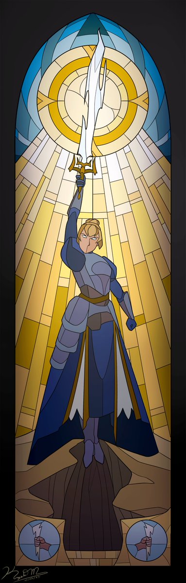 Have had the opportunity to get more into my stained glass style again lately with some recent commissions! Excited to be sharing a few more of those pieces soon, starting with this lovely knight who is both beautiful and fierce!
#ArtistOnTwitter #Dungeonanddragons