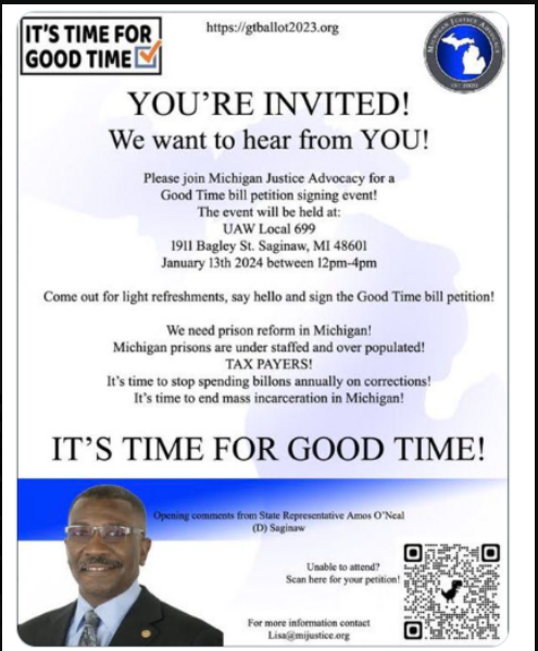 Please share if you are in Michigan or know someone in Michigan that is willing to sign the good initiative. #goodtimemakesense <a href="/Buriedbhindbars/">#PassSecondLook</a> <a href="/GoodTimeMI22/">Good Time Initiative MI</a> <a href="/MIGoodTime2023/">Bring Back Good Time In Michigan</a> @CountRights <a href="/Jay96851328/">From Inside Out Network</a> <a href="/MIJustadvocacy/">MIJusticeAdvocacyOrg</a>
