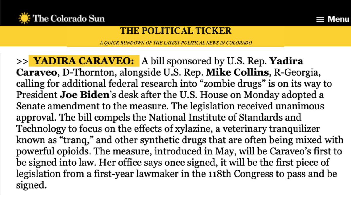 🚨I was just notified my first bill was signed into law by the President! My bipartisan TRANQ Research Act confronts the next wave of the drug crisis head on. AND it’s the first freshman-led bill signed into law this Congress! 👏👏