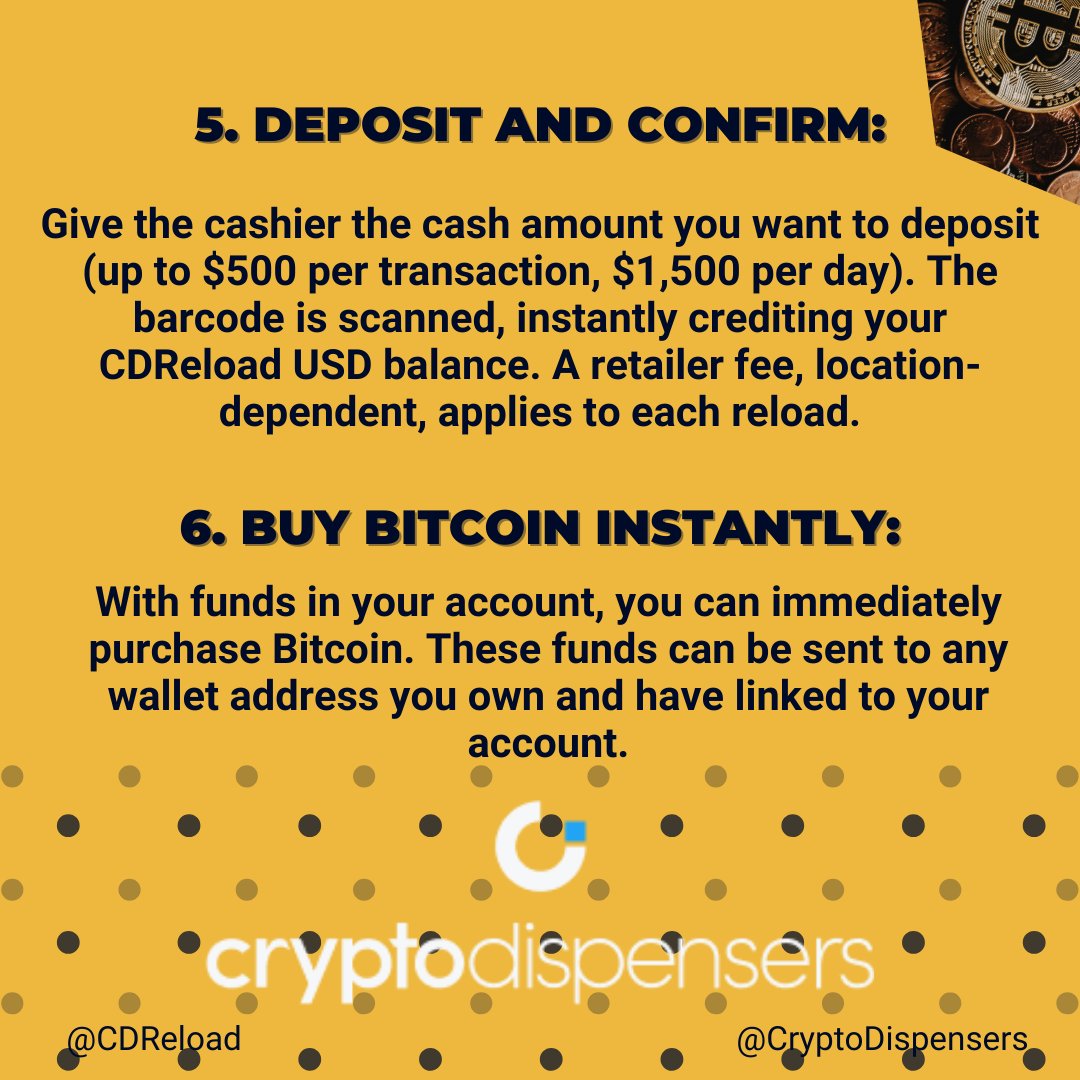cryptodispenser's tweet image. 🌐 Introducing Pocket-Sized ATM known as "CDReload"!🌟🗝️
💸💳 Simple steps: Visit a retailer, deposit cash at the counter, and voilà—your Crypto Dispensers account is ready for Bitcoin transactions. Bridging the physical-digital gap for everyone! 🚀💼 #cryptodispensers #CDReload