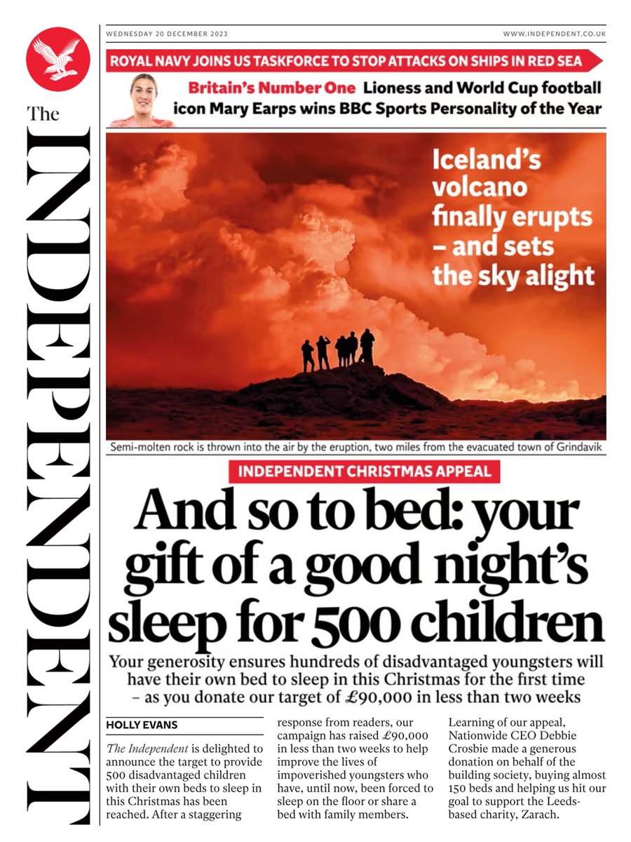🇬🇧 And So To Bed: Your Gift Of A Good Night's Sleep For 500 Children ▫Your generosity ensures that hundreds of disadvantaged youngsters will have their own bed to sleep in this Christmas ▫@holly_evans98 ▫is.gd/qnRLKd 🇬🇧 #frontpagestoday #digital #UK @Independent