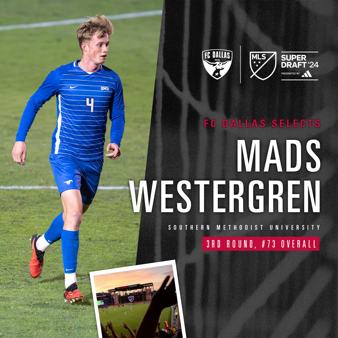 Keeping the @SMUSoccerM talent in DFW. With the 73rd overall pick of the MLS #SuperDraft, we select defender Mads Westergren.