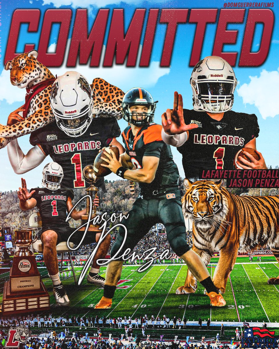 jason penza (@jason_penza) on Twitter photo Thanks to my family, teammates, coaches, and everyone who has helped me get to where I am today. COMMITTED. GO LEOPARDS!!
<a href="/CoachTJD/">TJ DiMuzio</a> <a href="/Coach__Trox/">John Troxell</a> <a href="/QBCoachStanger/">Coach Stanger</a> <a href="/CLCTigerFB/">CLC Tiger Football</a> <a href="/LafColFootball/">Lafayette Football</a> Thanks to my family, teammates, coaches, and everyone who has helped me get to where I am today. COMMITTED. GO LEOPARDS!!
<a href="/CoachTJD/">TJ DiMuzio</a> <a href="/Coach__Trox/">John Troxell</a> <a href="/QBCoachStanger/">Coach Stanger</a> <a href="/CLCTigerFB/">CLC Tiger Football</a> <a href="/LafColFootball/">Lafayette Football</a>