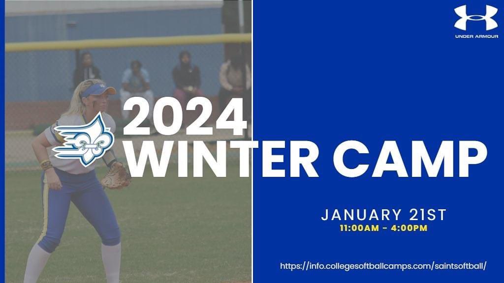 FIRST PROSPECT CAMP OF 2024 Date: January 21st Time: 11am-4pm. Location: Jimmy Martin Softball Field Register: info.collegesoftballcamps.com/saintsoftball/ Hope to see you there! ⚜️💙💛🤍⚜️ #limestONEnation #limestonesoftball #therock #limestoneuniversity