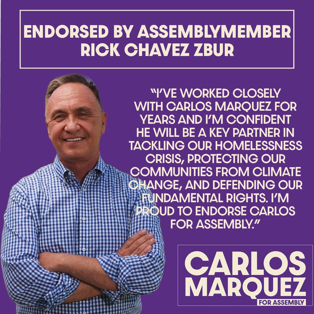 Extraordinarily proud to have the support and confidence of Assembly Democratic Caucus Chair <a href="/AsmRickZbur/">Assemblymember Rick Chavez Zbur</a> for #ad6