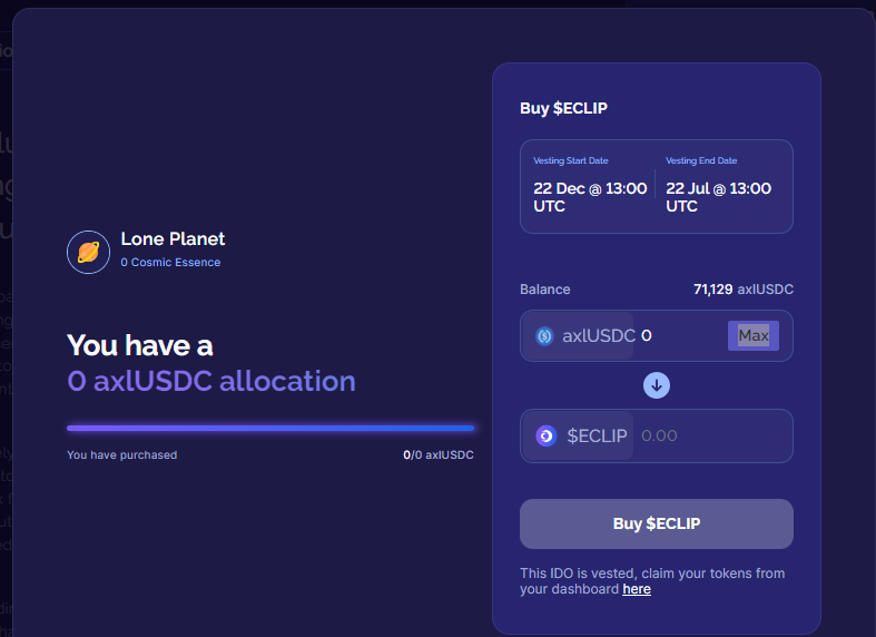 AdrianoCriptos's tweet photo. @Eclipsefi I have a problem making the purchase, it says I have 0 axlUSDC, but according to the print I have 71,129 in axlUSDC https://t.co/KEYcxf7FjB