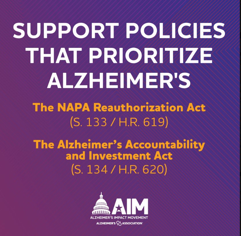To continue supporting the 6M Americans living with Alzheimer’s and their caregivers, we must reauthorize the #NAPAAct & #AlzInvestmentAct. @RepUnderwood, these critical bills will keep Alz & dementia on the forefront as we fight to #ENDALZ