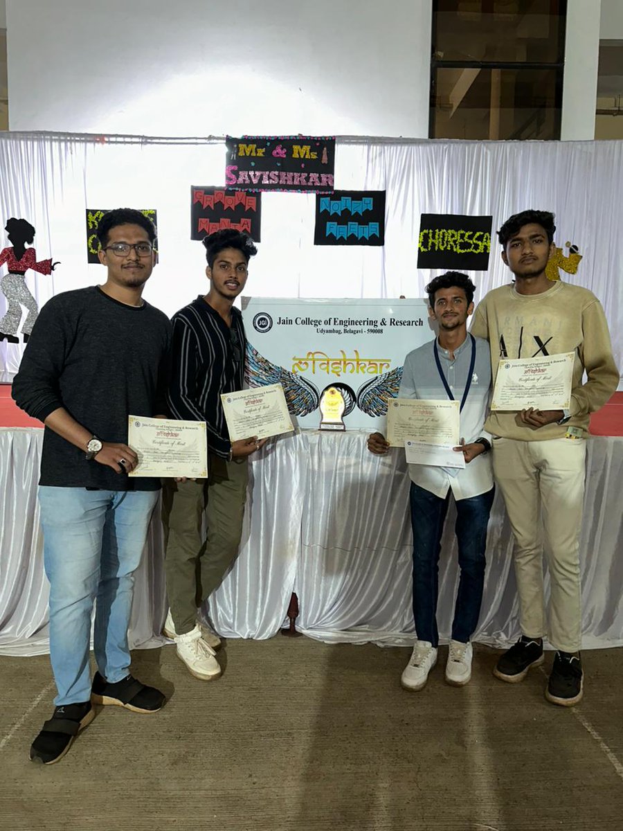 Jain College of Engineering and Research, Belagavi organised a three-day event named “SAVISHKAR’ in which 26 students from PeopleTree college of Education Society BBA department actively participated in various events. Our students Won the *1st Prize* 🥇in *Amazing race*.