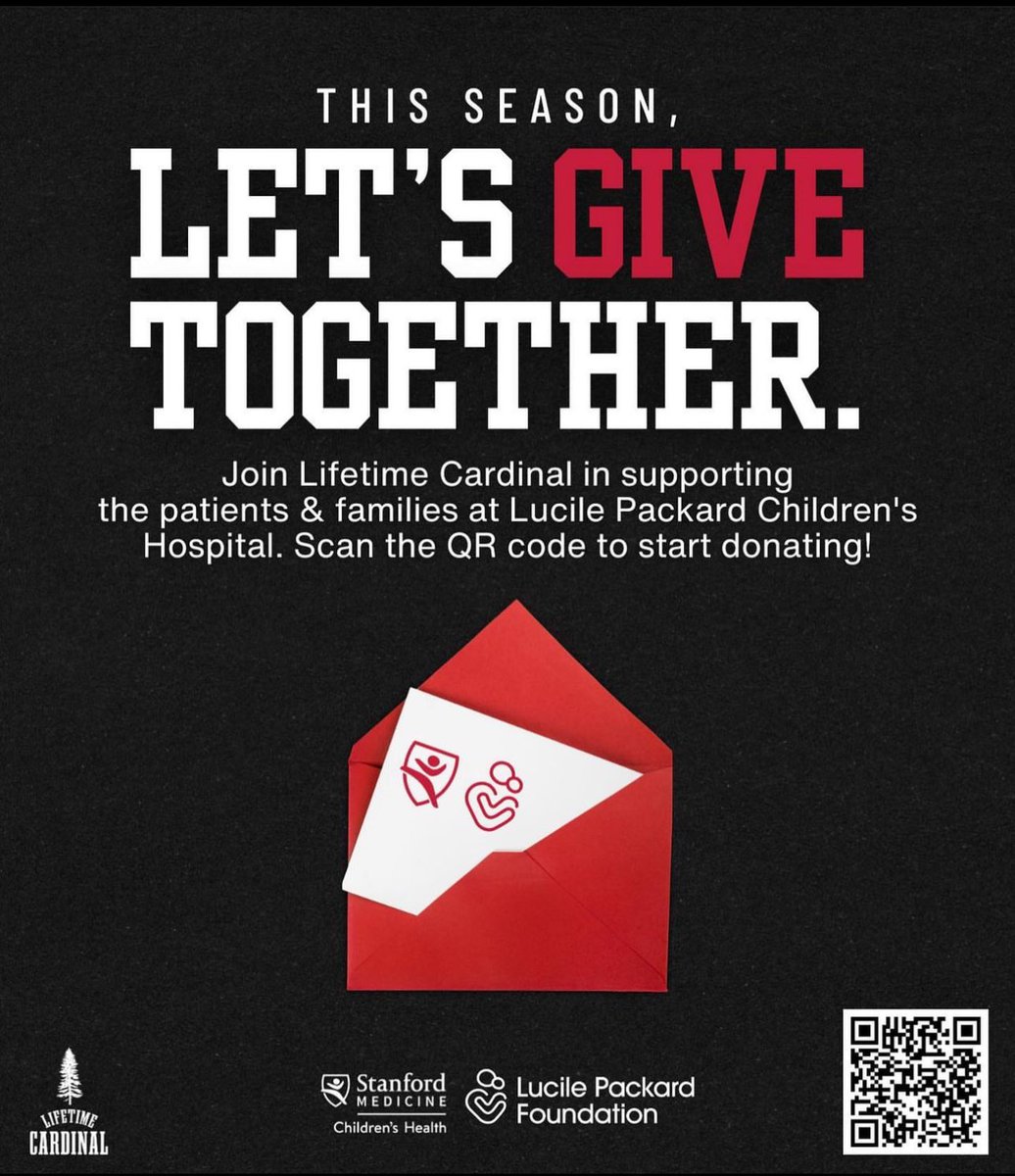 Help us give back this holiday season.
This December we are fundraising for the
lucilePackardFoundation for Children's Health. All the money donated goes to help children and families at @stanfordchildrens ‼️@lifetimecardinal