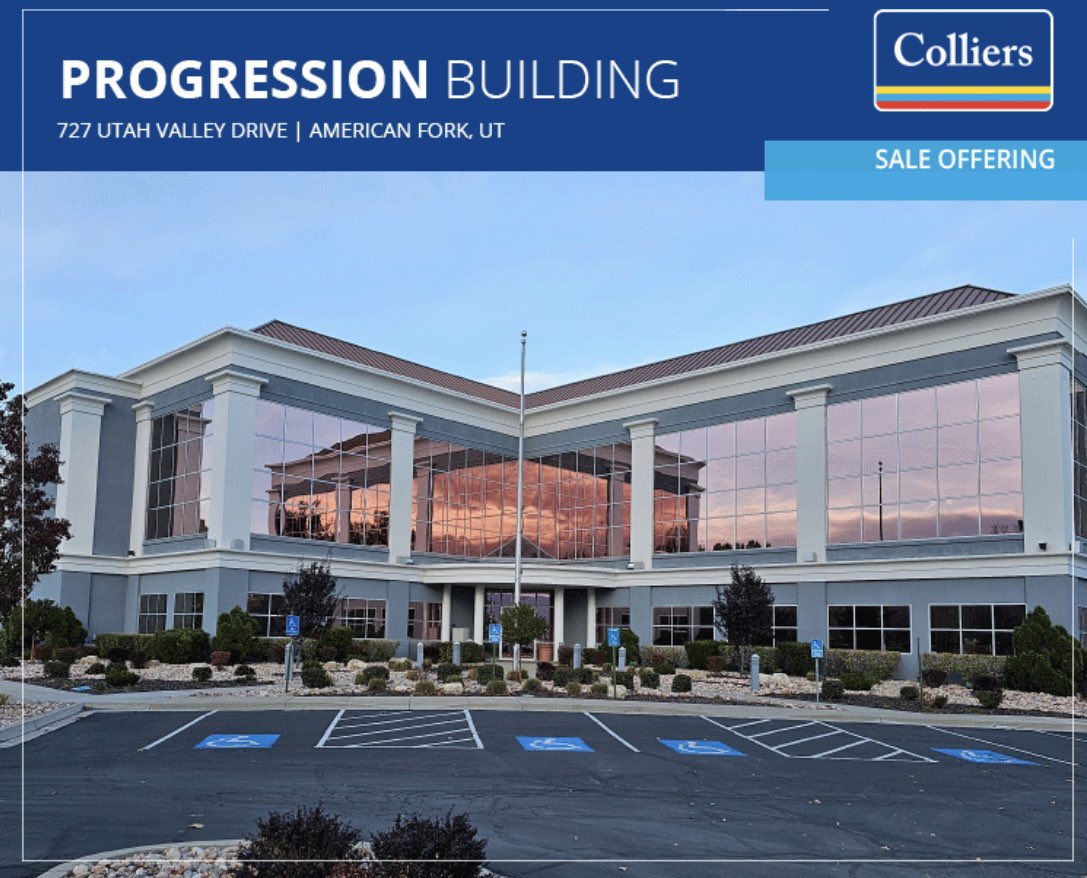 For Sale: Progression Building in Utah Valley Business Park | 55,949 Sq Ft | $7,149,000 ($127.77/sq ft) | 4.14 Acres | Opportunity Zone with Excellent Freeway Access @ColliersUtah @siliconslopes @Colliers