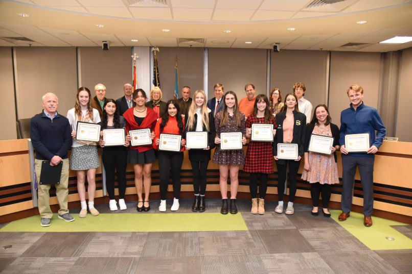 Our 1A State Champion Girls XC team and coaching staff honored tonight at the <a href="/wcpsmd/">WCPS Maryland</a> Board meeting! A rare picture of them standing still! #toofast #weMOVE