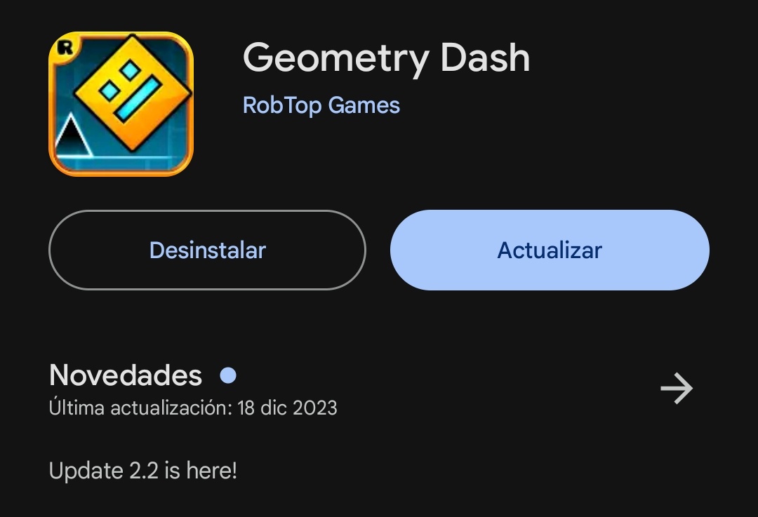 #GeometryDash :
Porque ya se encuentra disponible la actualización 2.2 de Geometry Dash.