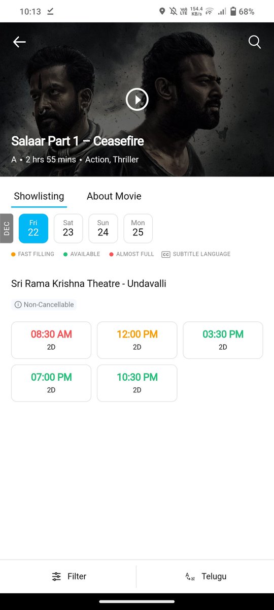 Bookings opened in Rama Krishna - Undavalli 💥

#Prabhas #Salaar
#Salaarbookings