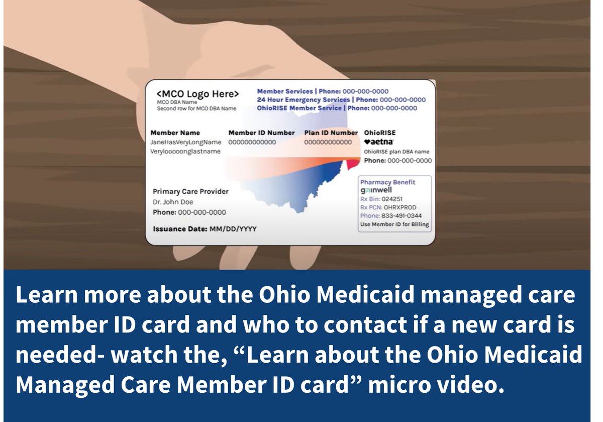 Learn more about the Ohio Medicaid managed care member ID card and who to contact if a new card is needed- watch the, “Learn about the Ohio Medicaid Managed Care Member ID card” micro video here: youtube.com/watch?v=LhCjIs…