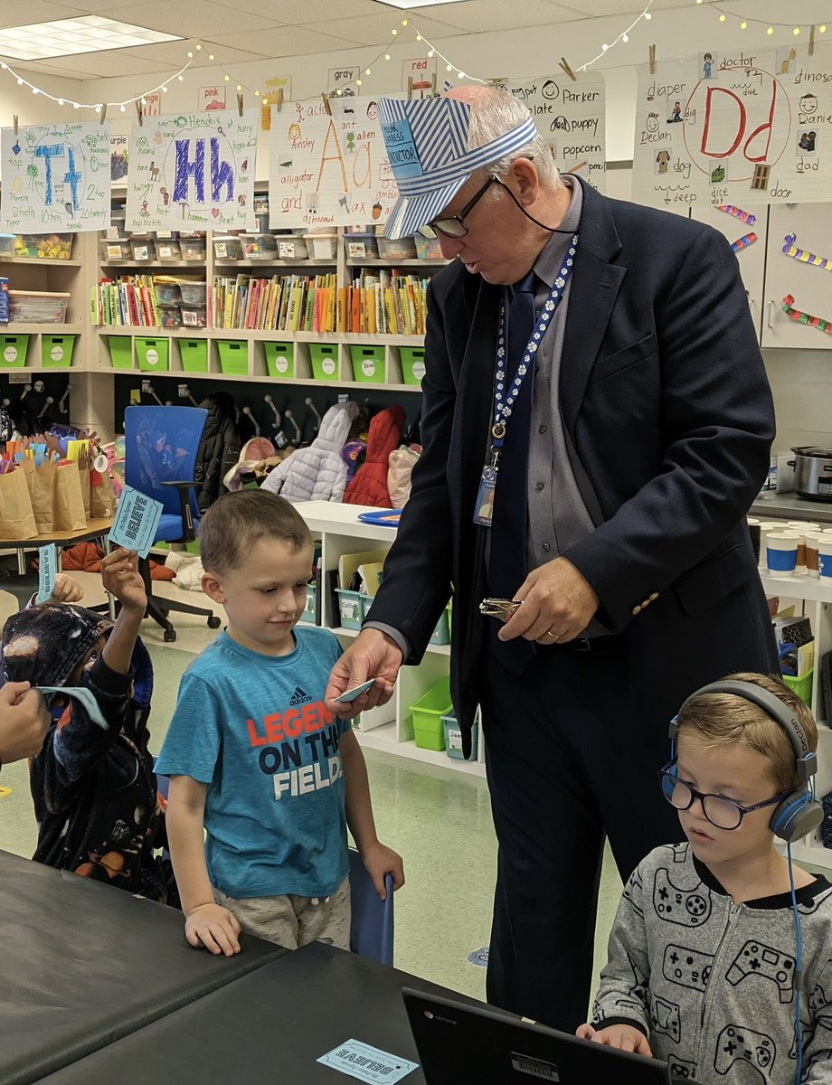 Got to play the part of conductor today giving out tickets on our Polar Express with Kindergarten! #springrunfun @ccpsinfo