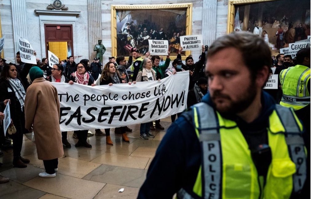 Today I joined over 80 progressive leaders who were arrested at the Capitol for demanding Congress pass a ceasefire now, including not giving more money to CBP and ICE.

TAKE ACTION: peopledemand.org/take-action

#CeasefireNow
#StopArmingIsrael
#DemilitarizeTheBorder 
#DivestFromDeath