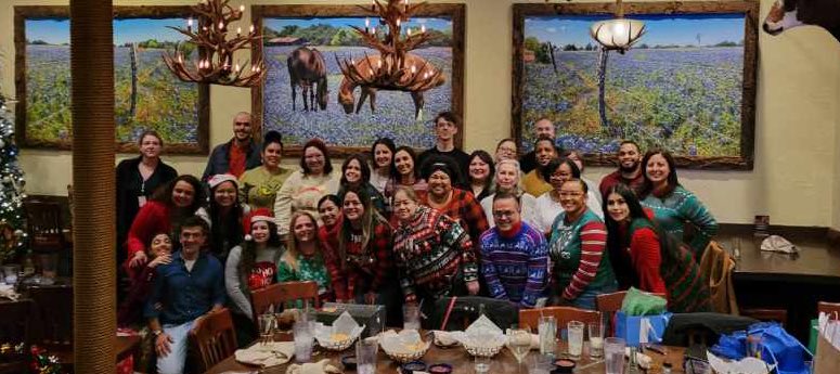 A holly, jolly time between DHP & @iLearn_DISD in our festive sweaters! Thank you to our wonderful teachers and staff for sharing kindness, laughter, and joy tonight! #2schools1mission @PrincipalLuSal @KarilyCruz @LuisaH_MEd @MrJChoice1
