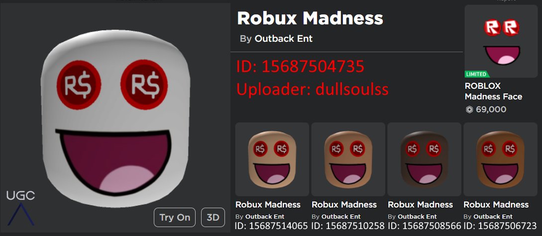 Roblox Limited/Collectible Faces (Playful Vampire/ROBLOX Madness