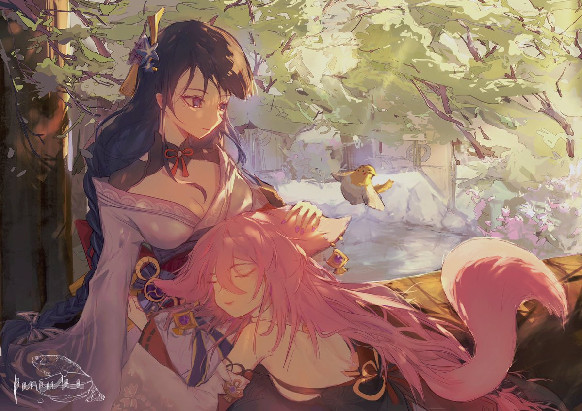 salmonpancake3's tweet photo. #RaidenShogun #yaebaal #yaemiko  #eimiko  #GenshinImapct #原神 https://t.co/YRdKmnzHPN