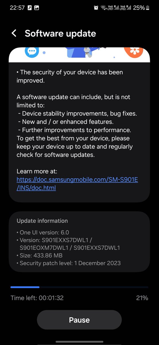 Samsung S22 Start Receiving December 2023 Security Patch Update with 433.86 Mb file Size
#Samsung #samsungs22 #samsunggalaxys22