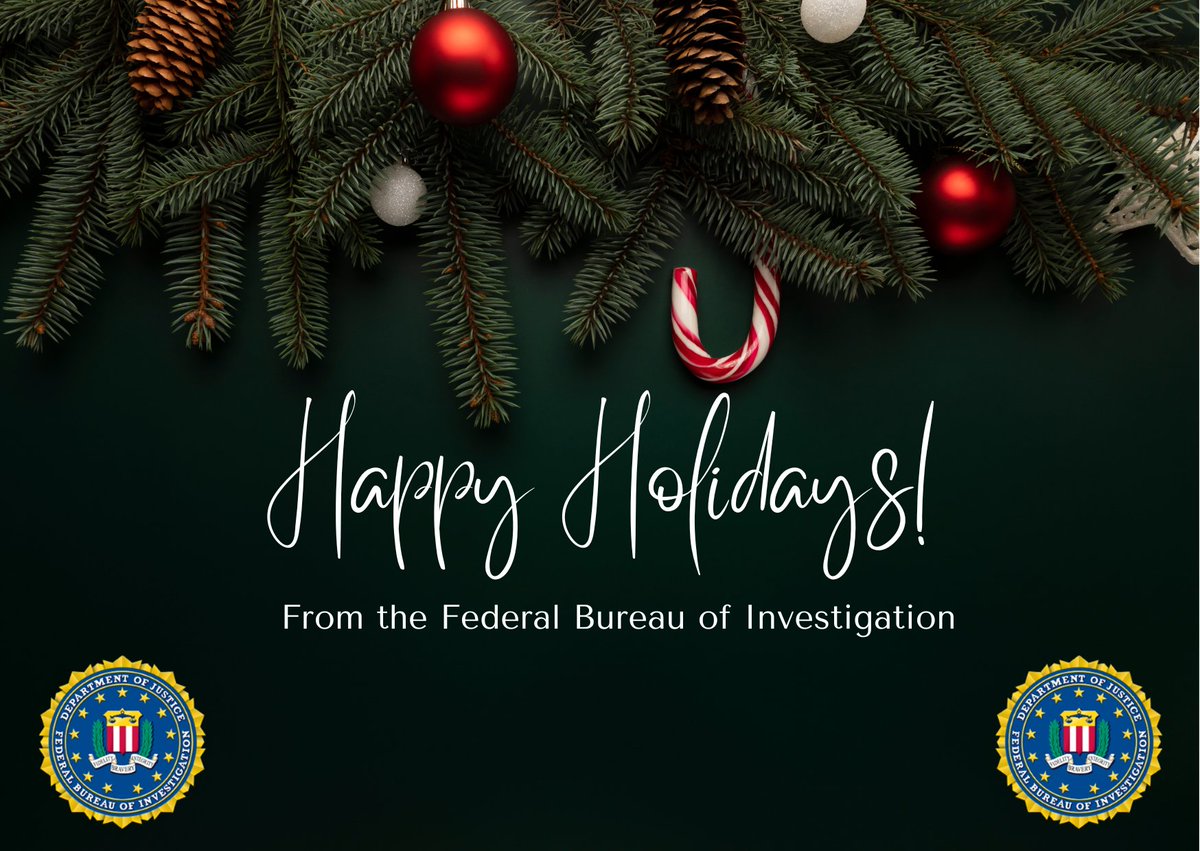 Happy Holidays from #FBIElPaso! We hope you have a safe and joyous season.