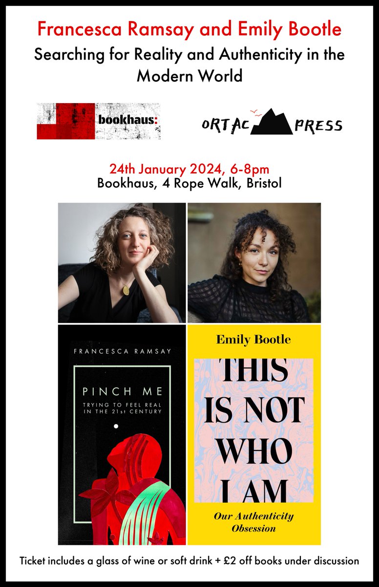 Bristol friends! I'm super excited to be heading to @bookhaus2 in Jan to chat with the brilliant Francesca Ramsay about some light-hearted topics such as the self 🥸, art 🖼️, and feeling real 🫥. Tickets available here - bookhausbristol.com/events/ - come through! @OrtacPress