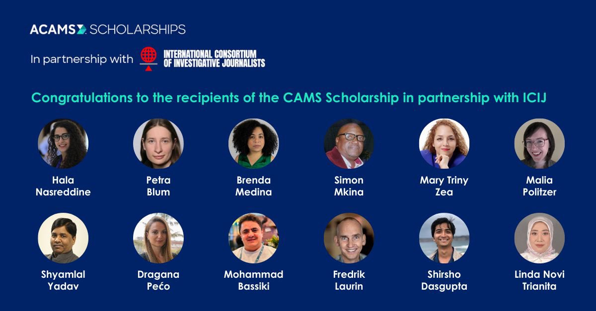 So excited to start my scholarship soon! 🤓👩‍💻🧐 Happy to be among 12 winners of the Certified Anti-Money Laundering Specialist (CAMS) Scholarship, offered by @ACAMS_AML in partnership with @ICIJorg. Congrats to all our colleagues!🤗 🔗 acams.org/en/resources/d…