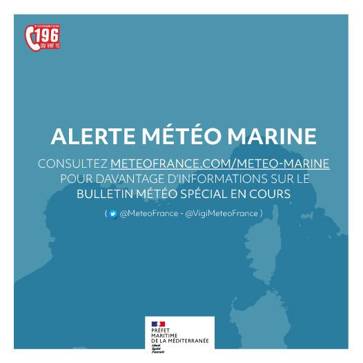 #AlerteMétéoMarine |🚨Fort vent attendu en #Méditerranée jusqu’à demain au moins ⚠️ Épisode marqué notamment sur l’ouest de la façade 👉meteofrance.com/meteo-marine ➡️Reporter sa sortie en mer ➡️Vérifier son amarrage ➡️Prudence sur le littoral #UrgenceEnMer196☎️ #VHF16🎙️