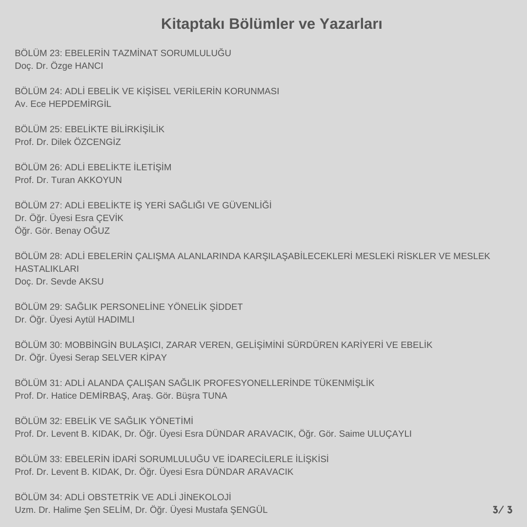 Adli Ebelik

Editörler:
Doç. Dr. Hülya TÜRKMEN, Prof. Dr. Nazan TUNA ORAN, Prof. Dr. İ. Hamit HANCI, İnci YAĞMUR TEZBASAN

seckin.com.tr/9789750289705

Not: Kitaptaki bölümler ve yazarları için görseli yana kaydırabilirsiniz.

#seçkinyayıncılık #hukuk #tıphukuku #adliebelik #ebelik